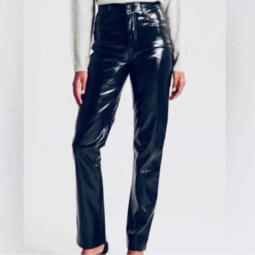 Abercrombie & Fitch | The 90’s Straight Ultra High Rise Faux Leather Pants Navy